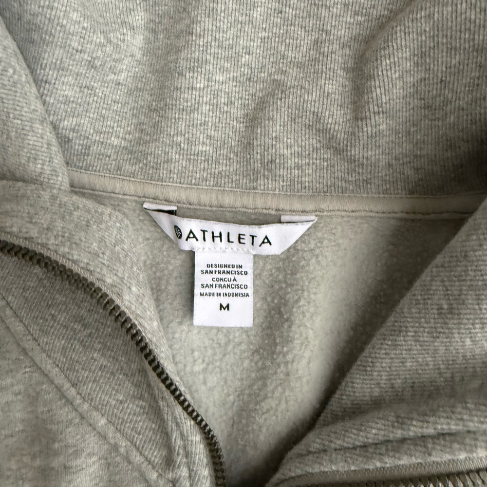 Athleta Light Gray Quarter Zip Pullover Sweatshirt - image 2